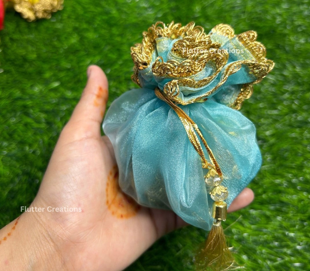 Double Organza with golden lace without name tag