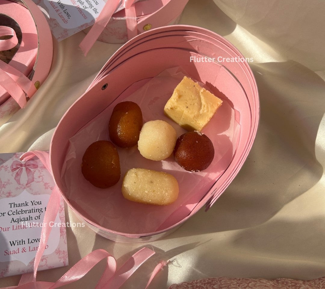 Pink cradle boxes with printed base and Cover