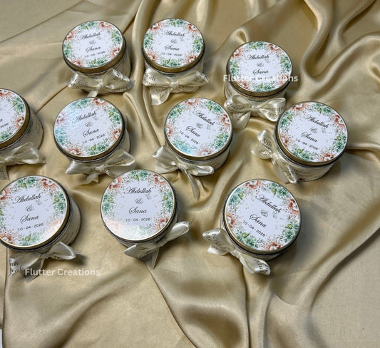 Round Tin Bid Boxes with Bottom Nikkah Ribbon
