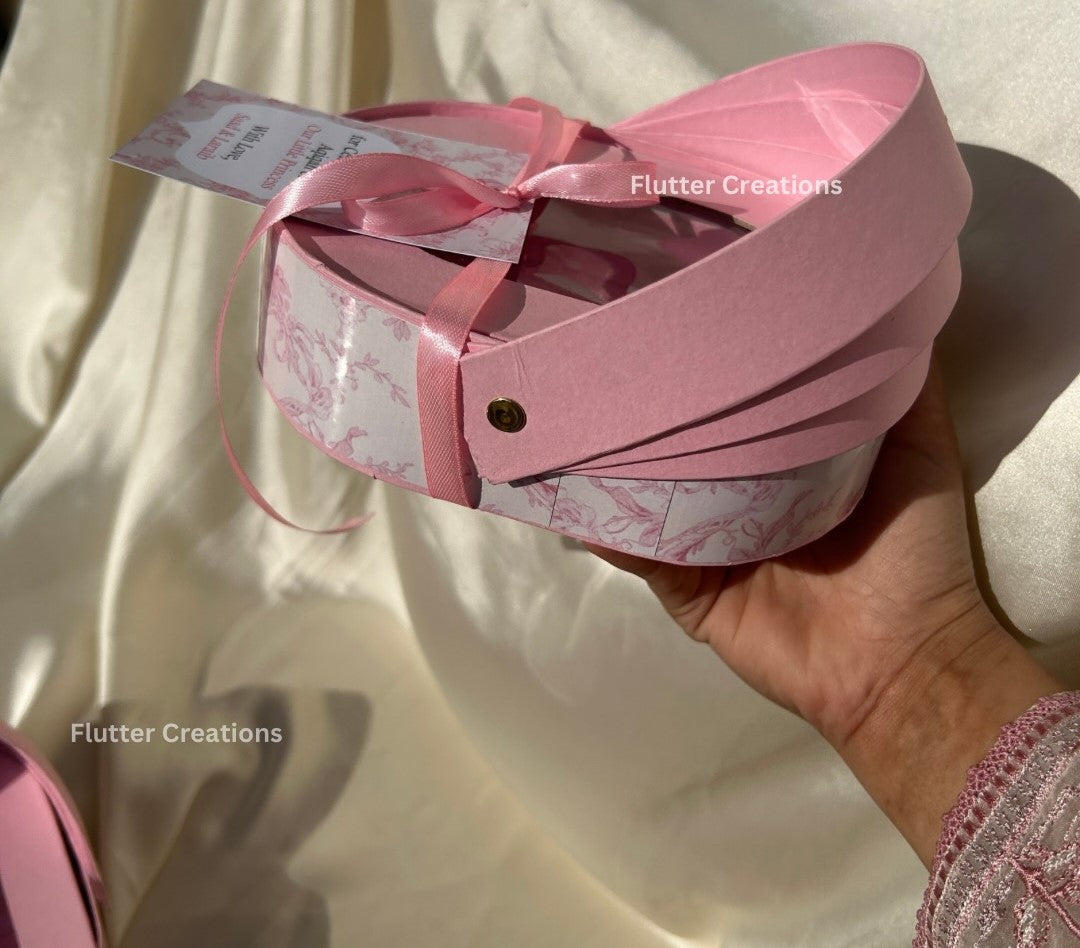 Pink cradle boxes with printed base and Cover
