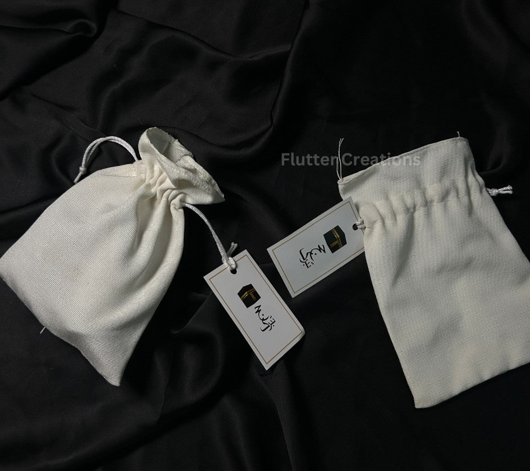 Premium White Hajj Pouches/Bags with tag