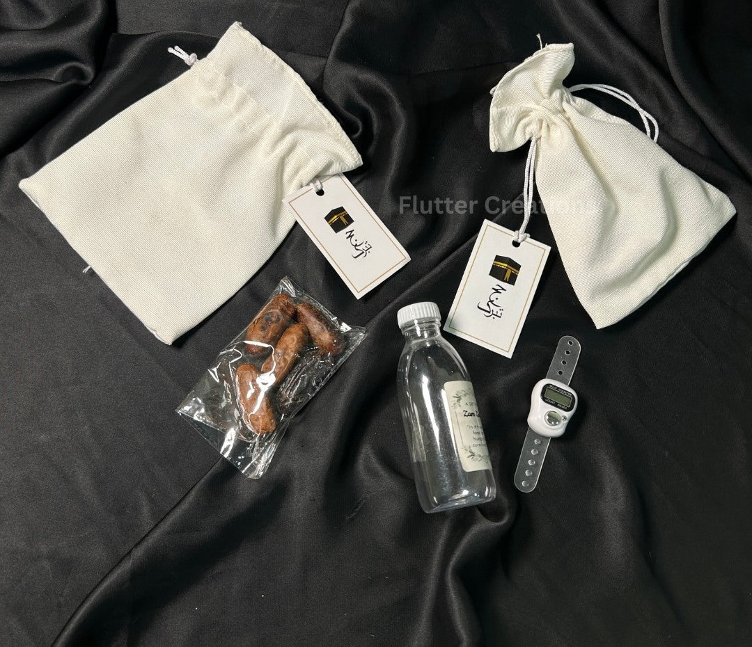 Premium White Hajj Pouches/Bags with tag