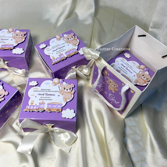 Teady and train Baby girl Collapsible Magnetic Boxes