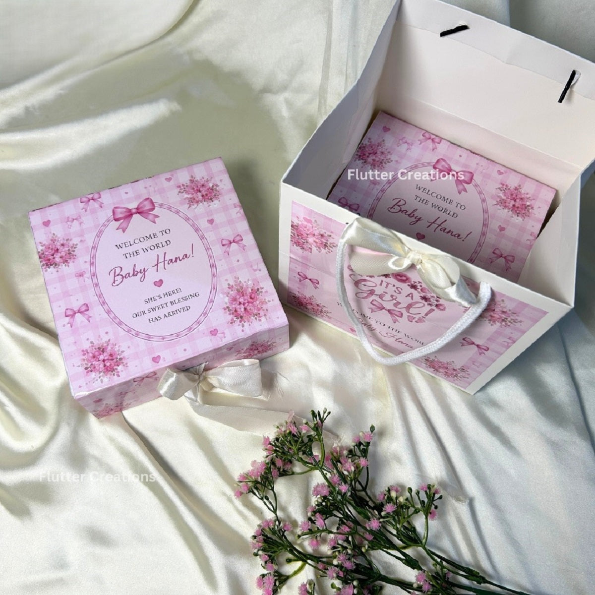 Pink Floral theme Collapsible Magnetic Boxes