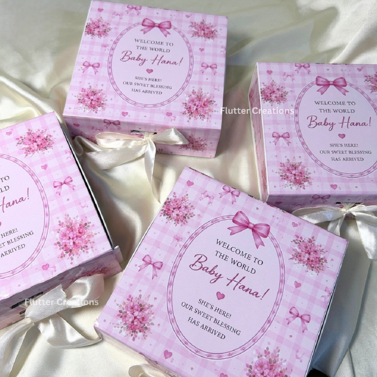 Pink Floral theme Collapsible Magnetic Boxes