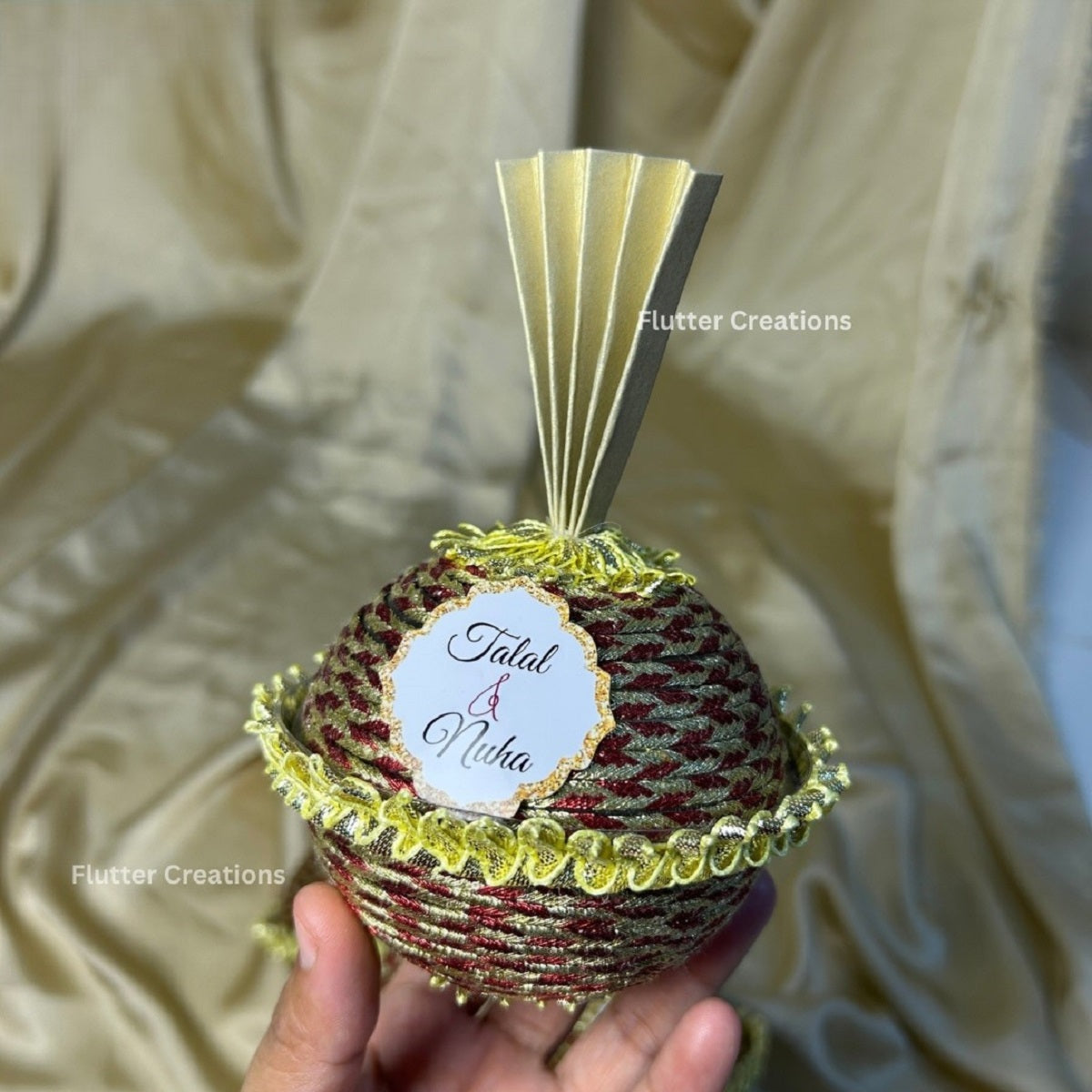 Red Matkis with Golden Qullah and tag