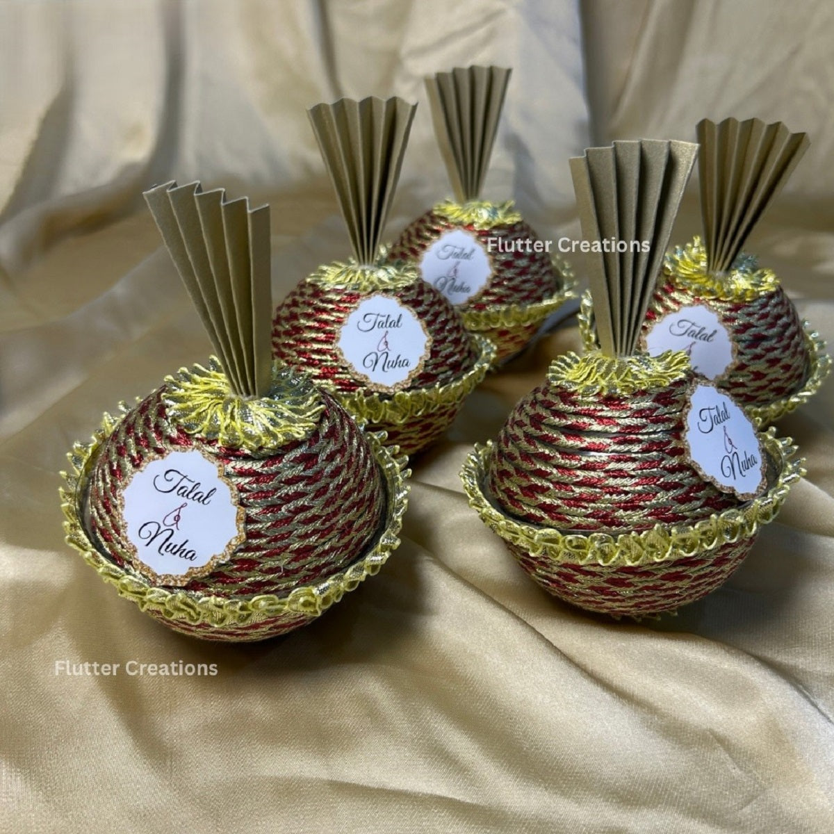 Red Matkis with Golden Qullah and tag