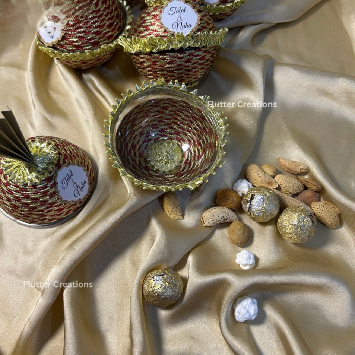 Red Matkis with Golden Qullah and tag