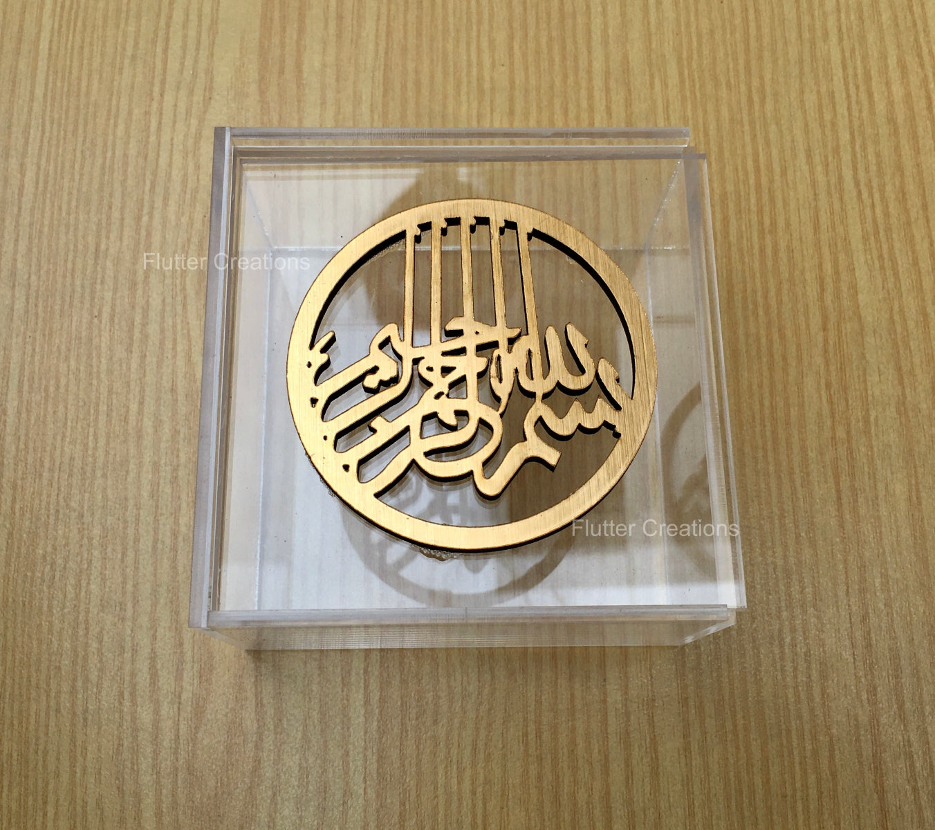 Tasbeeh Acrylic Slider Box with Bismillah Golden Cutout