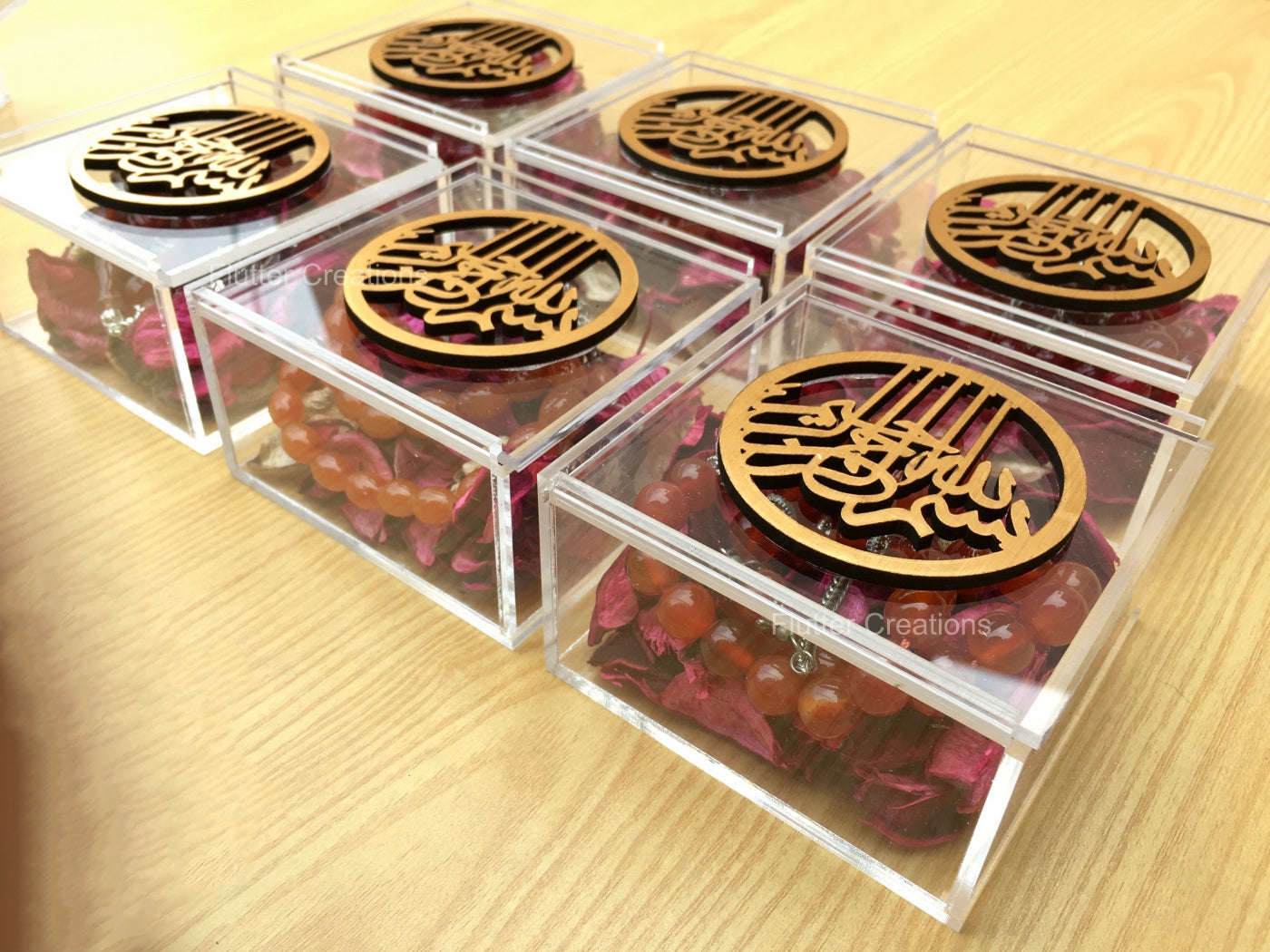 Tasbeeh Acrylic Slider Box with Bismillah Golden Cutout