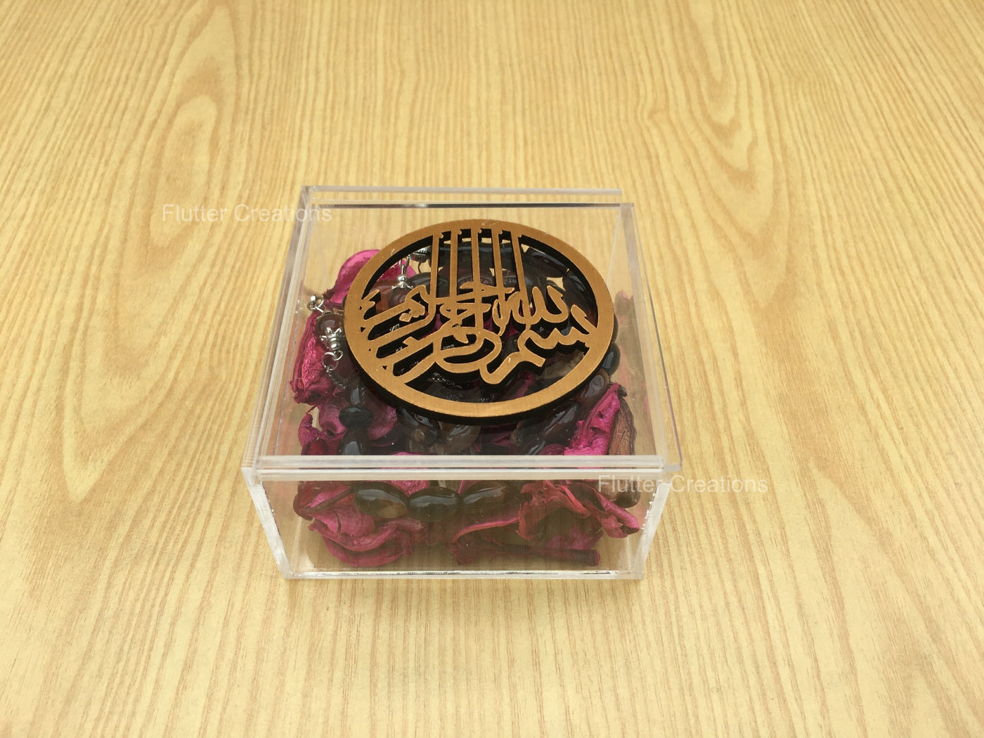 Tasbeeh Acrylic Slider Box with Bismillah Golden Cutout