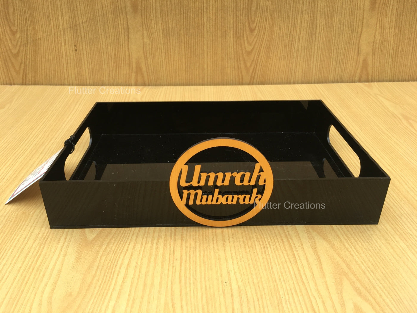 Umrah Tabaruk Acrylic Trays with Golden Cutout