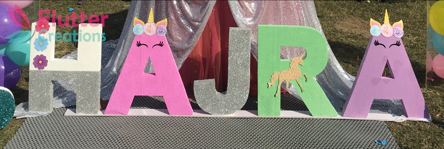 Unicorn Theme Letter Cutout