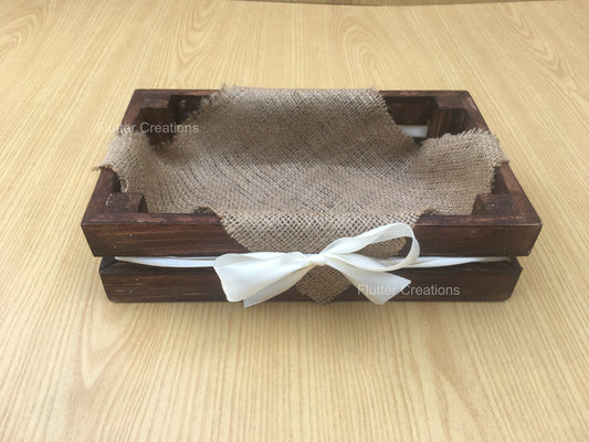 Vintage Wooden Crate/Basket with Jute