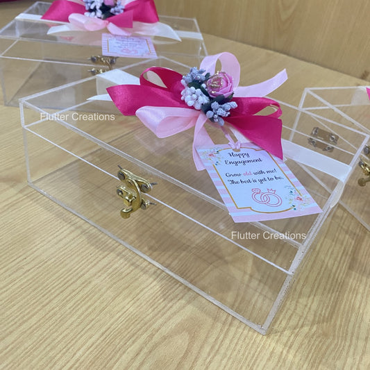 Wedding Acrylic Box with flowers and ribbon