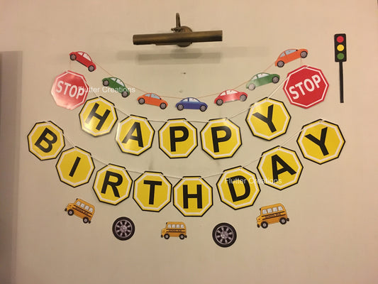 Wheels on the bus Happy Birthday Banner