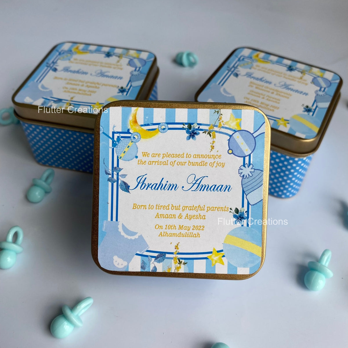 Baby Boy Tin Metal Box - Customized Print