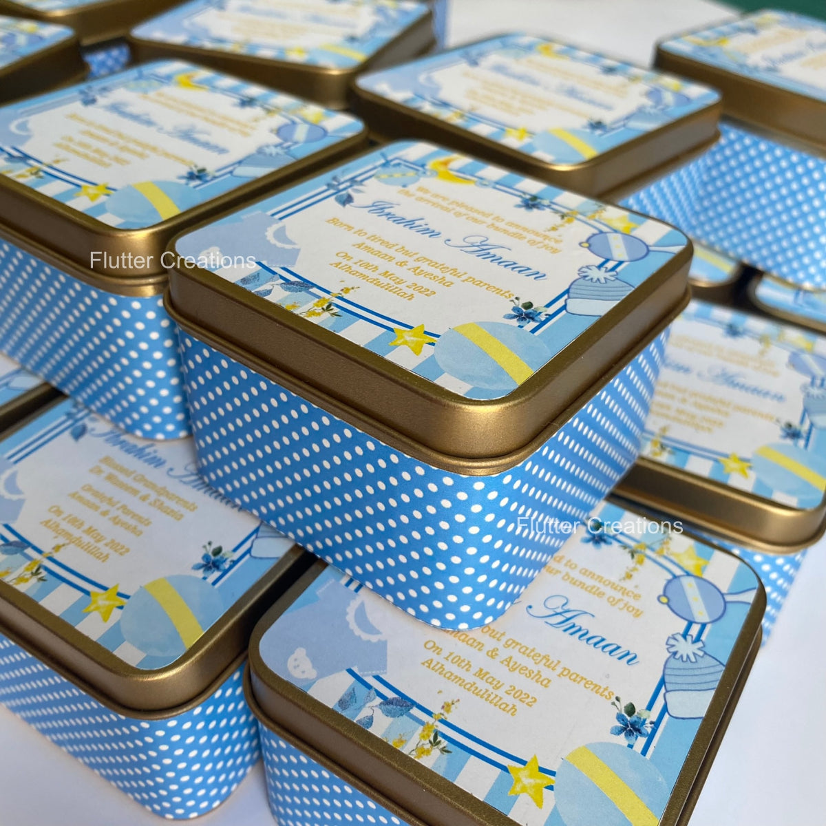 Baby Boy Tin Metal Box - Customized Print