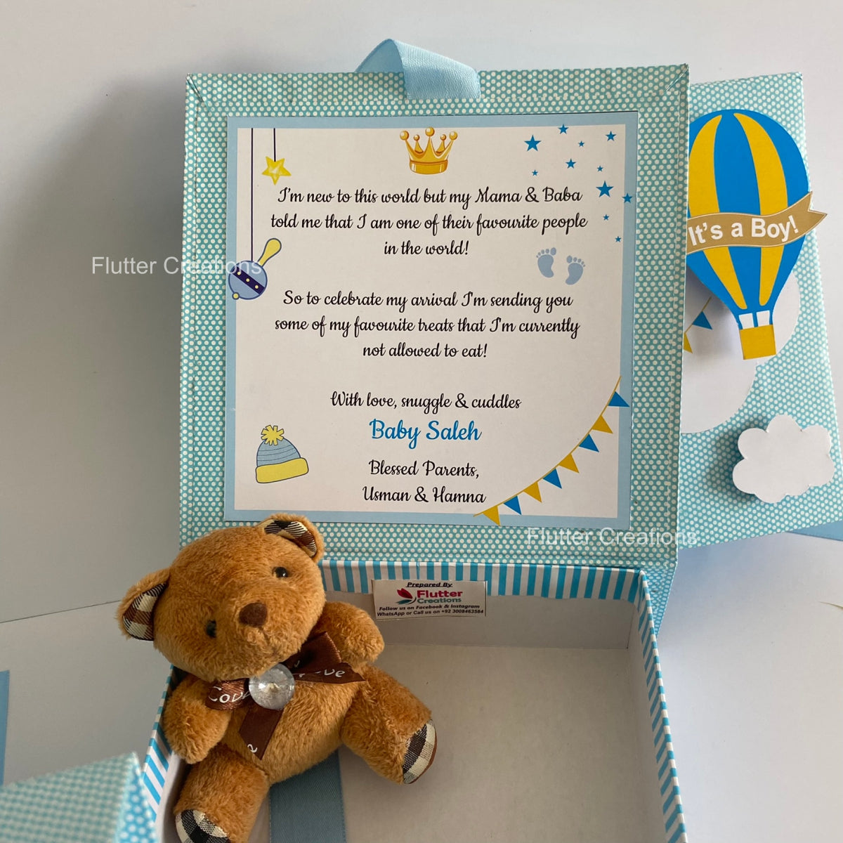 Up up and away (Blue) - Baby Boy Hard Board Box