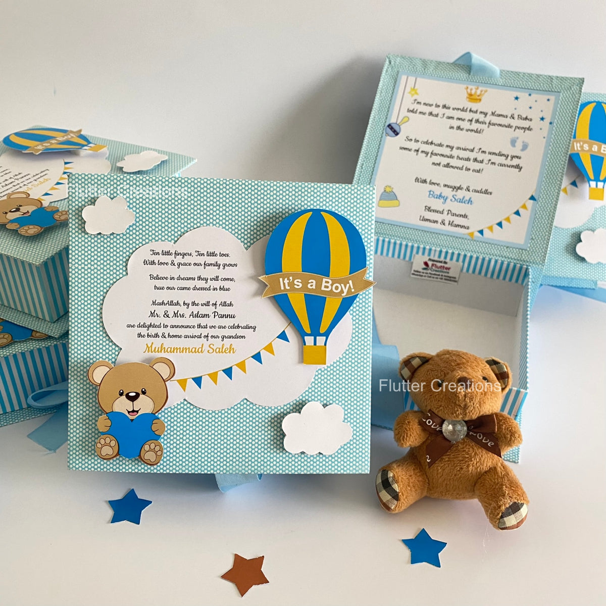 Up up and away (Blue) - Baby Boy Hard Board Box