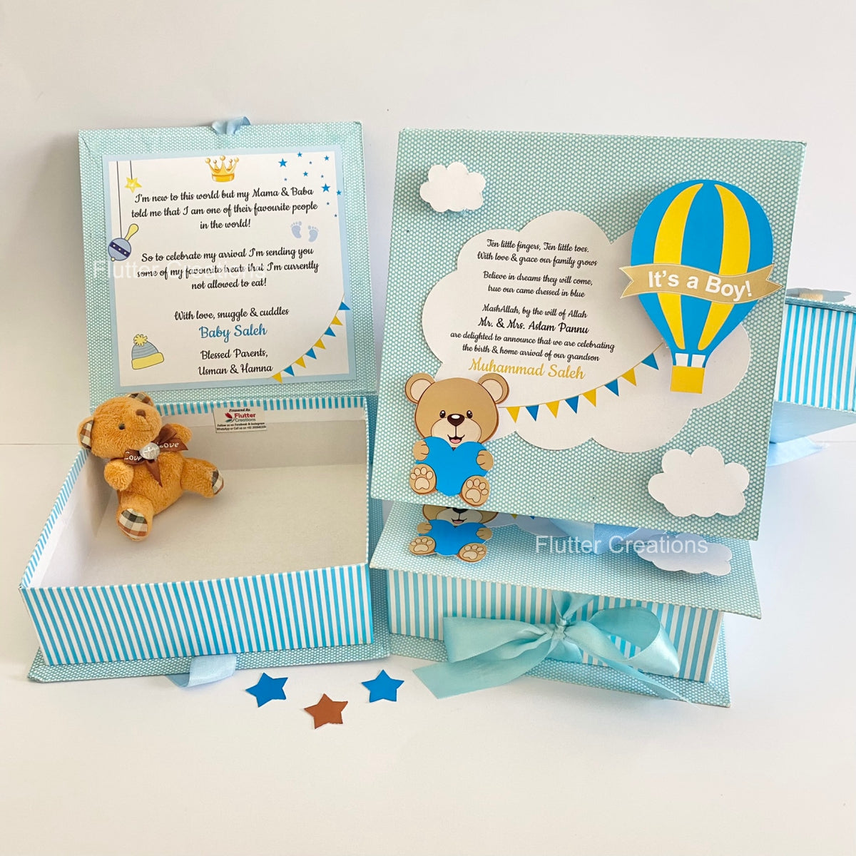 Up up and away (Blue) - Baby Boy Hard Board Box