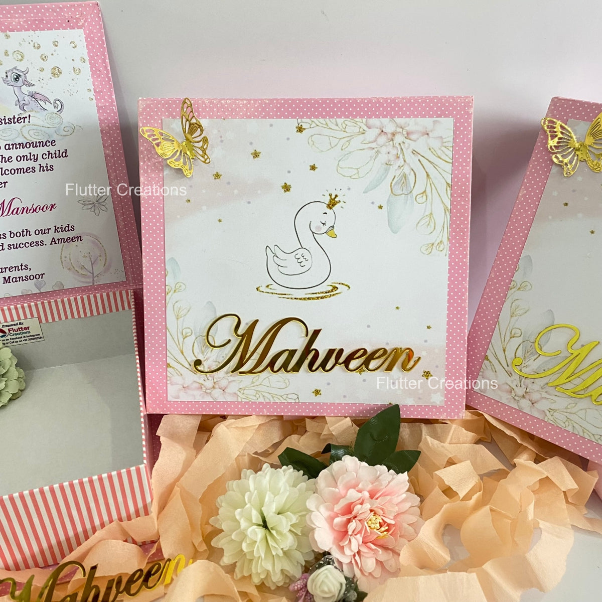 Swan Princess - Baby Girl Annoucement Hardboard Box