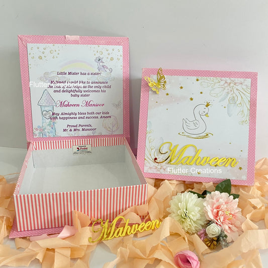 Swan Princess - Baby Girl Annoucement Hardboard Box