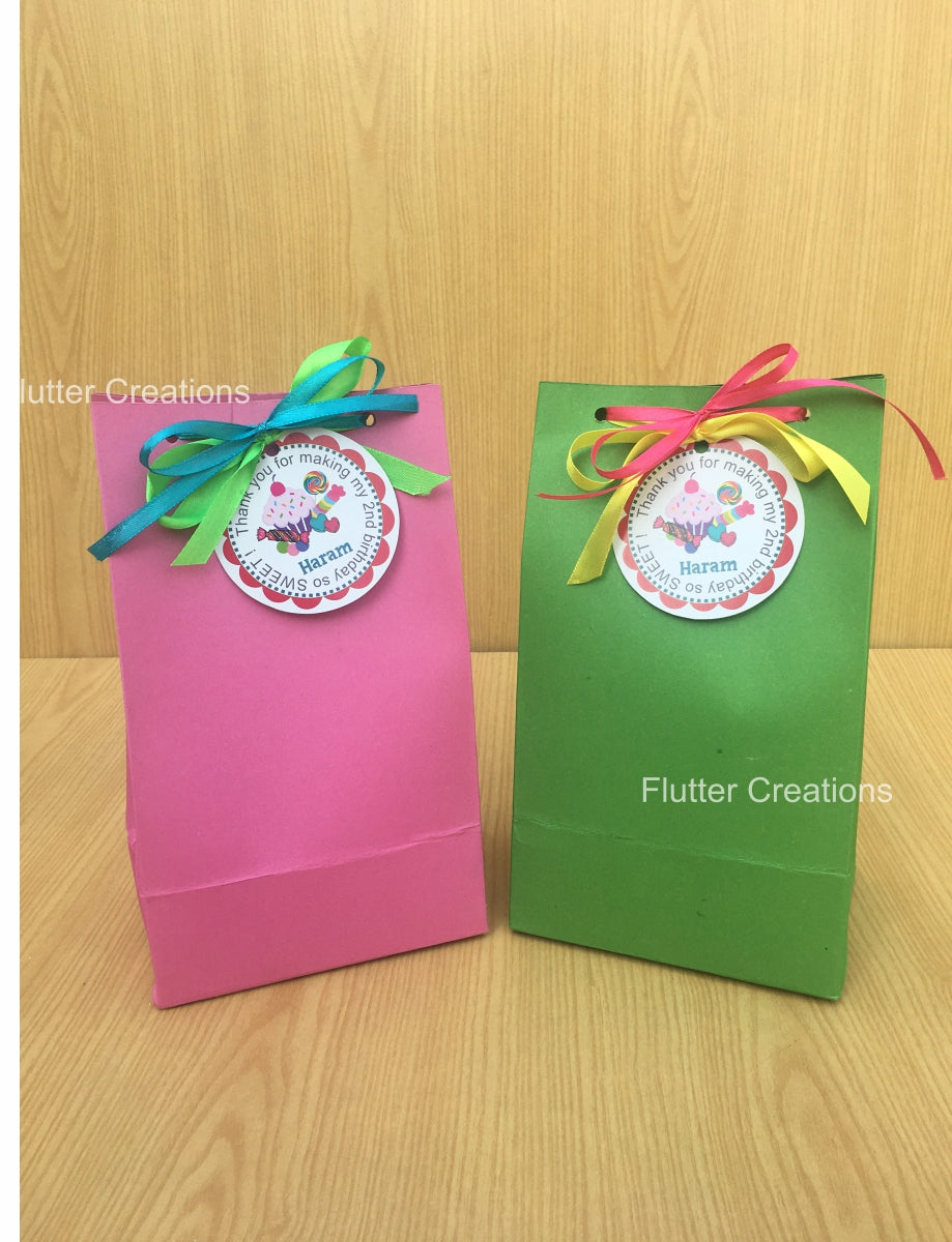 Candyland Bags with tag & ribbon