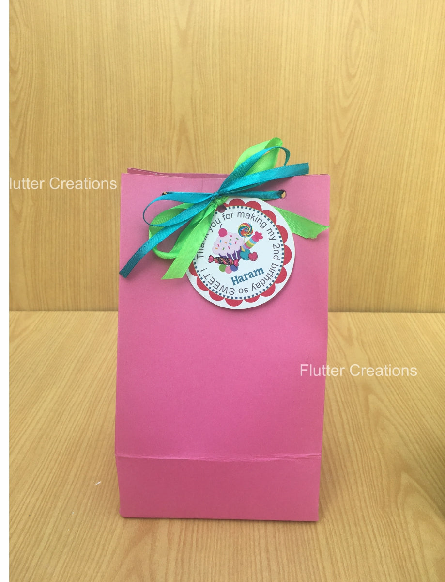 Candyland Bags with tag & ribbon