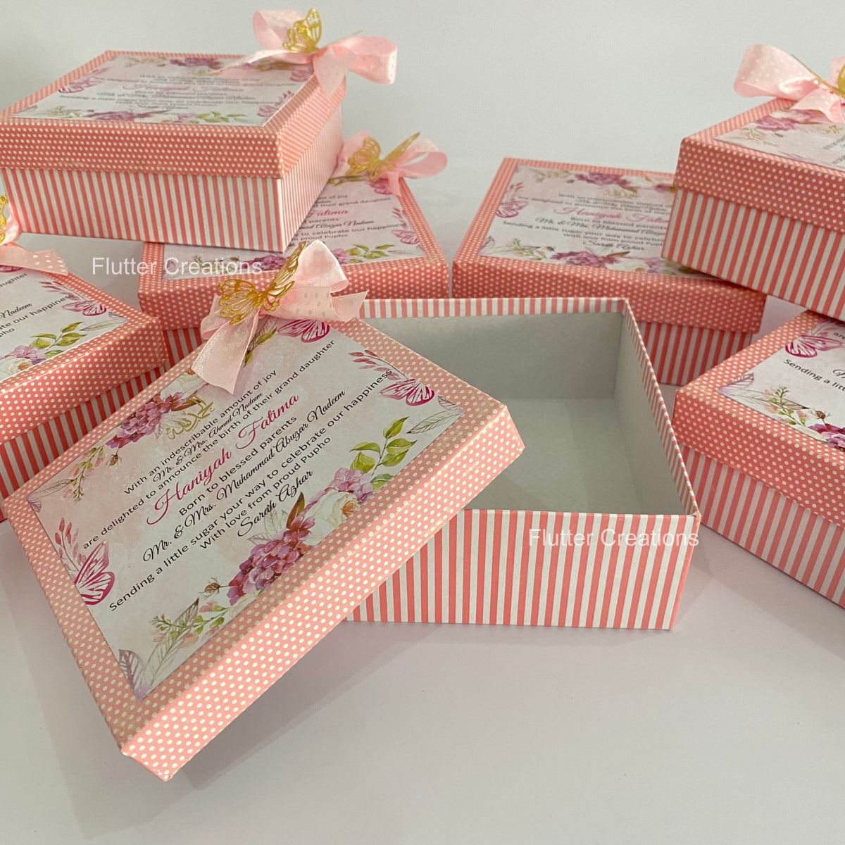 Butterfly garden - Baby Girl Announcement HardBoard Box