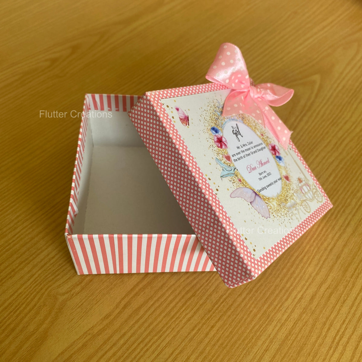 Cinderella - Baby Girl Announcement Hardboard Box