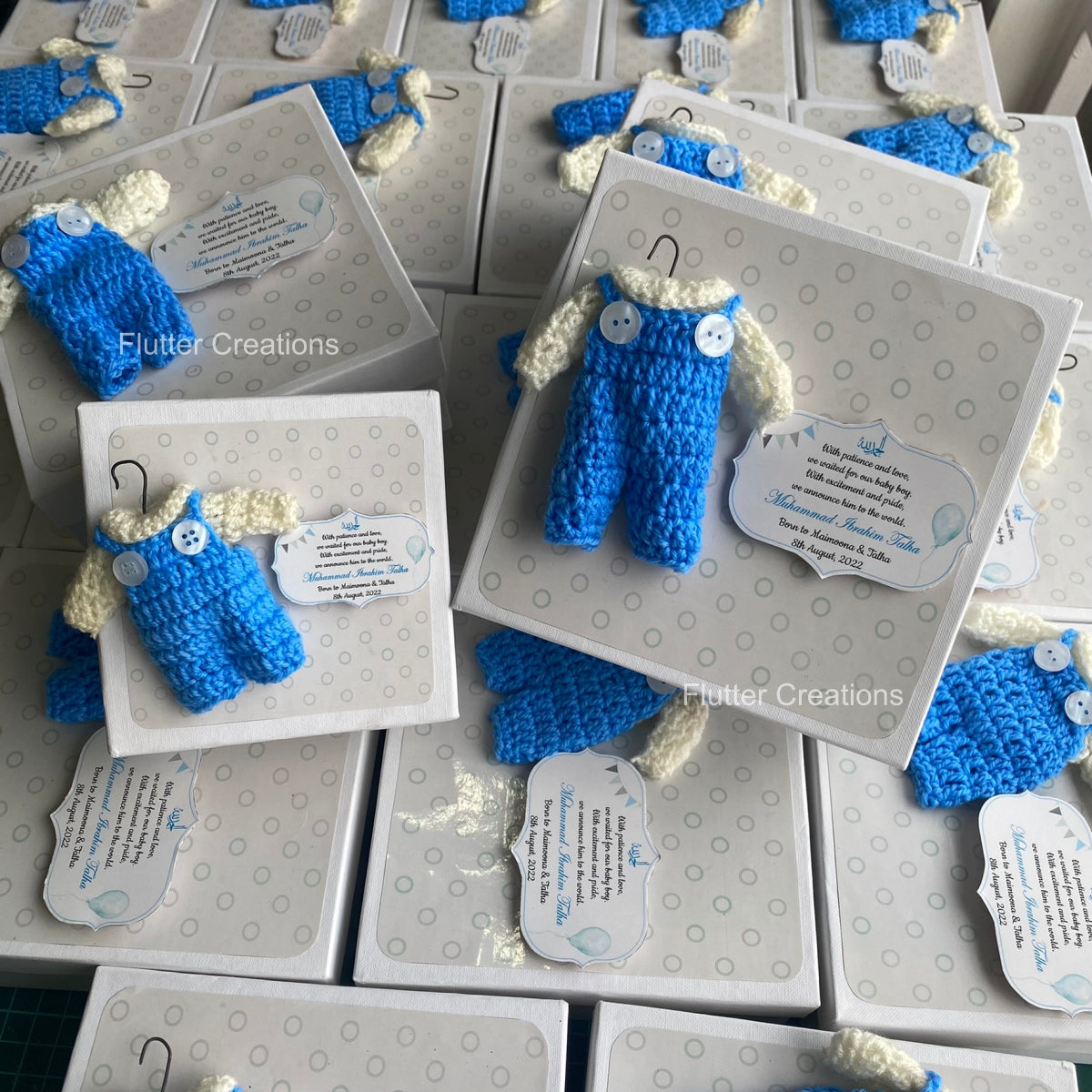 Baby Boy Announcement Box - Crochet on Top