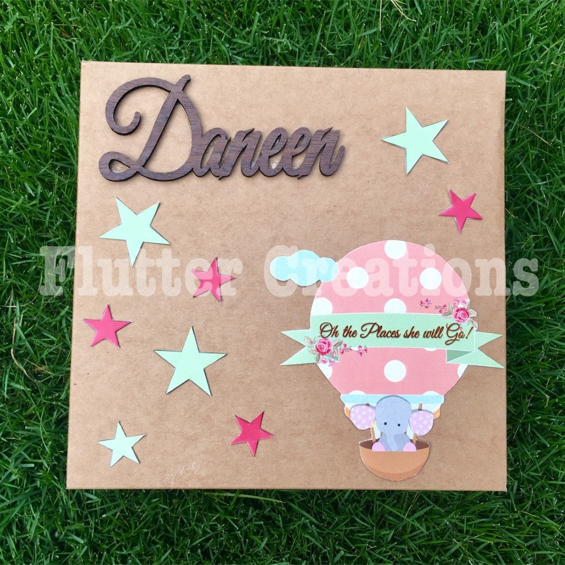 Baby Girl Box - Hot Air with Wooden Name
