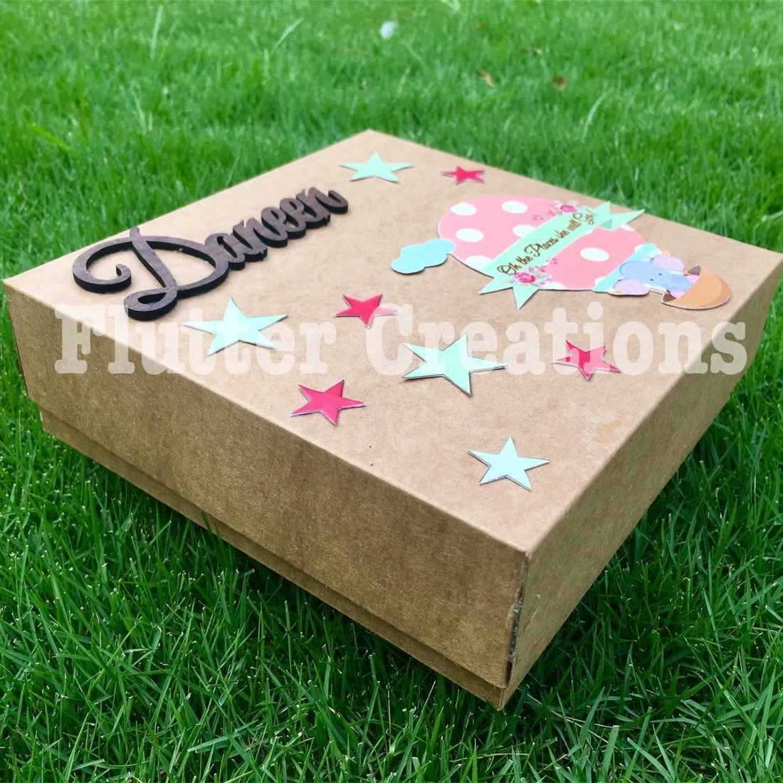 Baby Girl Box - Hot Air with Wooden Name