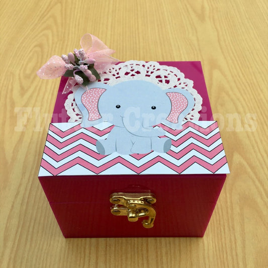 Elle (Pink) - Baby Girl Announcement Acrylic Box