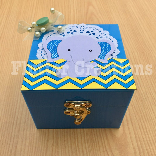 Elle (Blue) - Baby Boy Announcement Acrylic Box