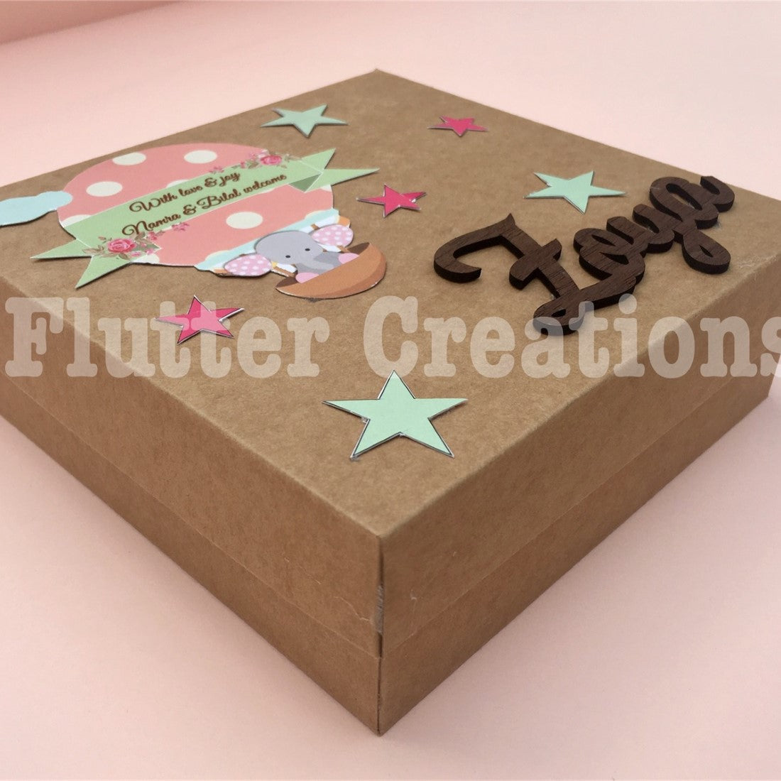 Baby Girl Box - Hot Air with Wooden Name
