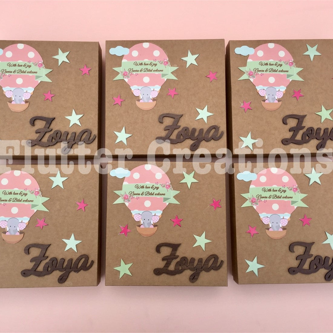 Baby Girl Box - Hot Air with Wooden Name