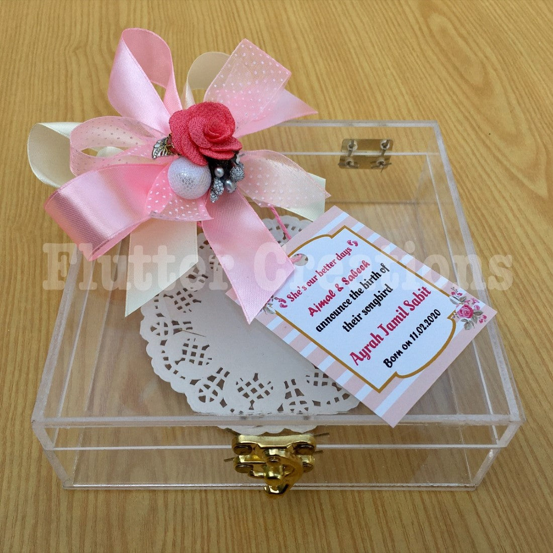 Pink Boost - Baby Girl Announcement Acrylic Box