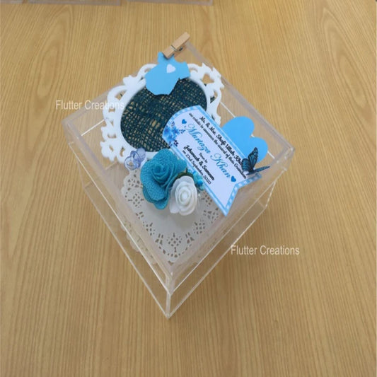 Mirror Me Blue - Baby Boy Announcement Acrylic Box