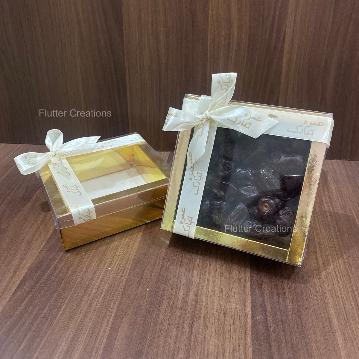 Golden Box with Printed Umrah Ribbon