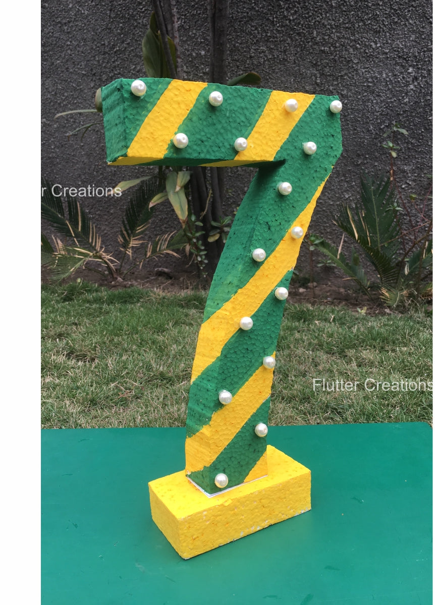 Green & Yellow Stripes Letter Cutout