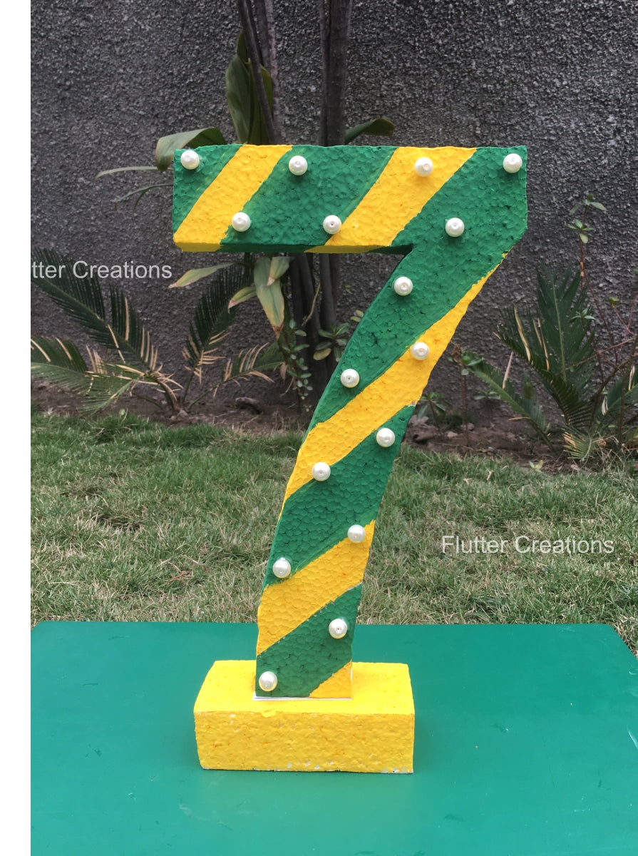 Green & Yellow Stripes Letter Cutout