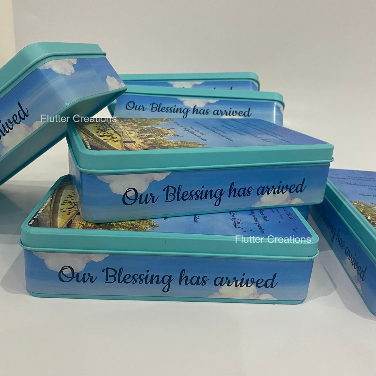 Baby Boy Announcement Tin Metal Box - Customized Print