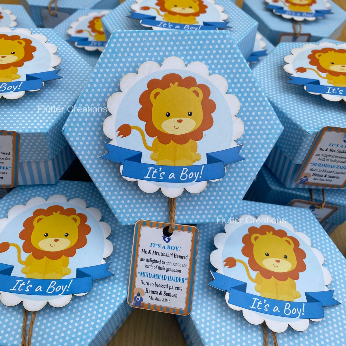 Pride - Blue(Hexa Shape) - Baby Boy Announcement Box