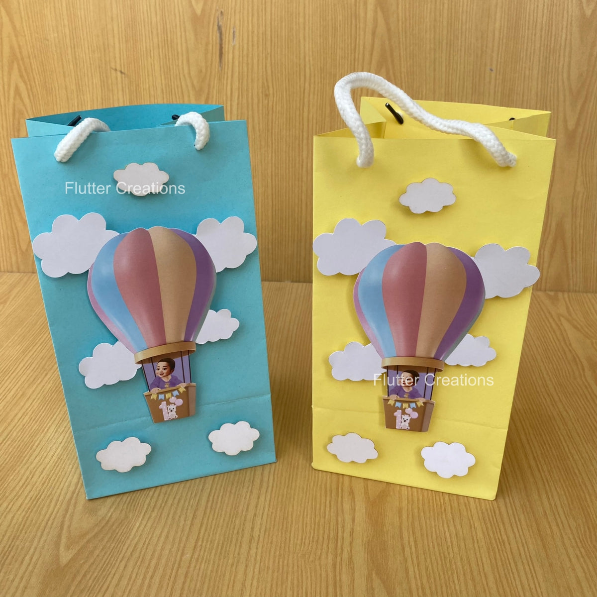 Hot Air Ballon Goody Bags (Pastel Yellow & Blue)