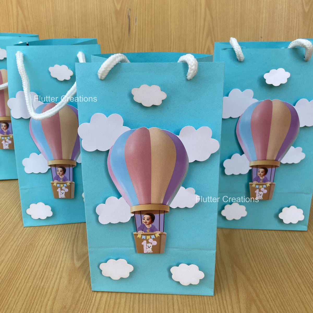 Hot Air Ballon Goody Bags (Pastel Yellow & Blue)