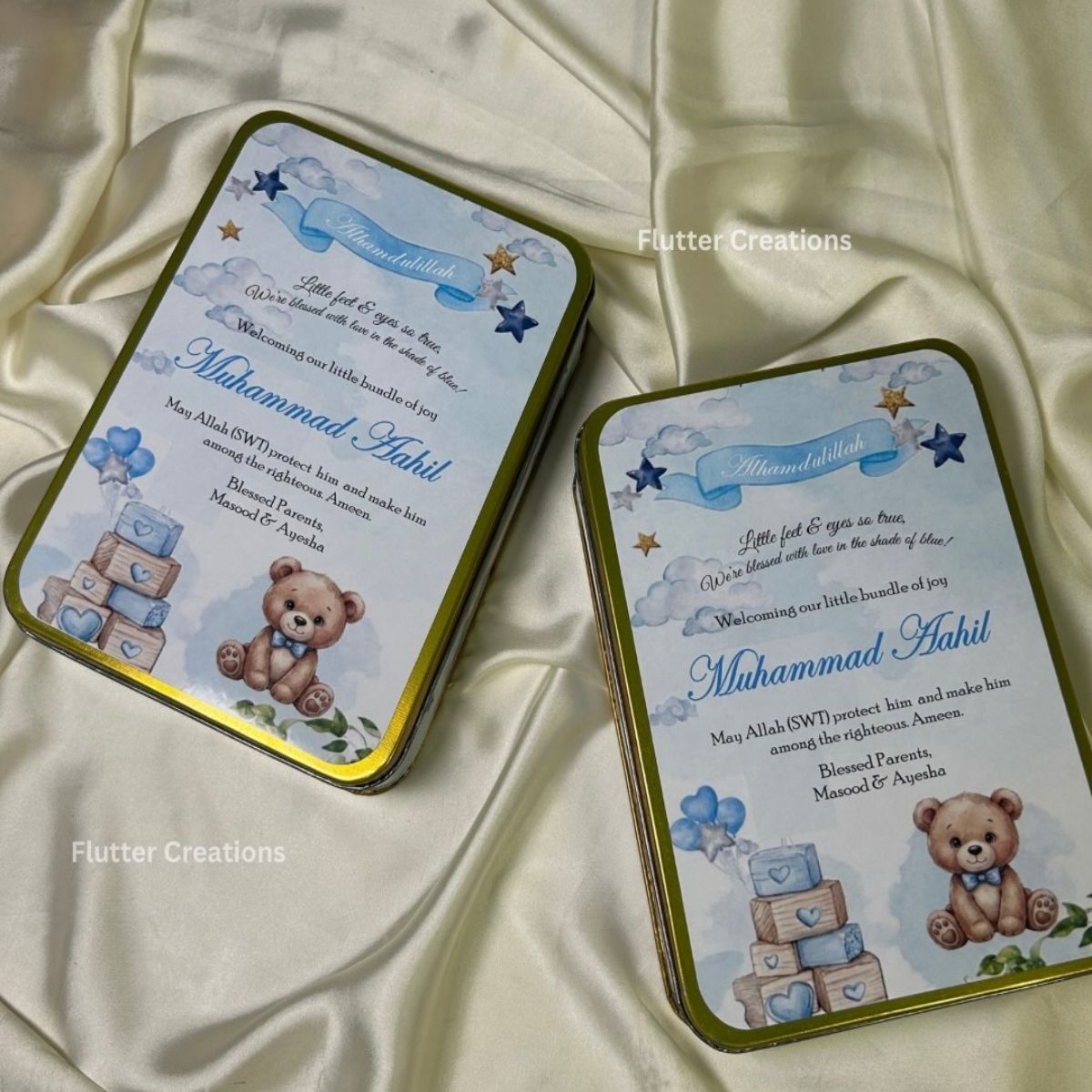 Personalized Baby Boy Announcement Tin Box