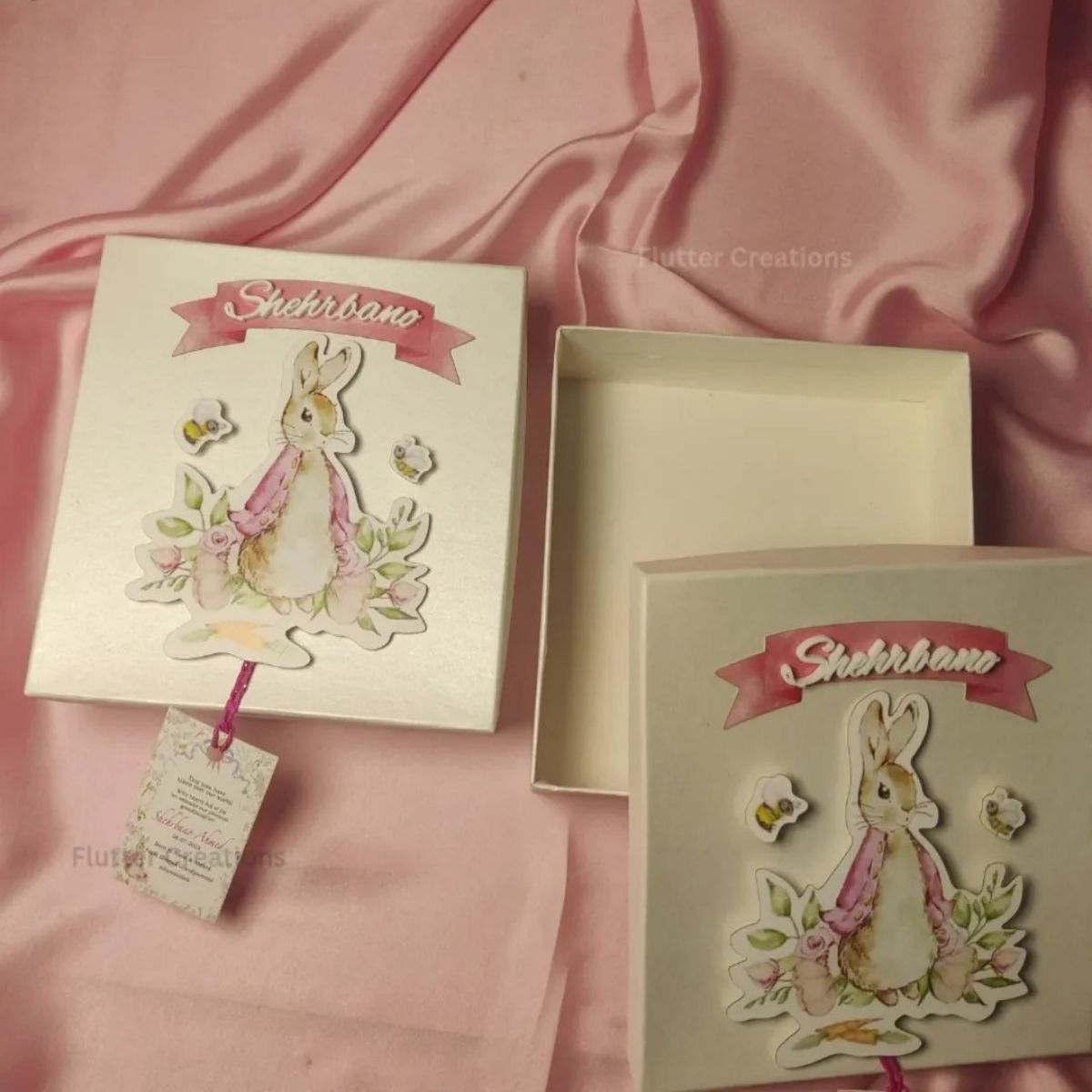 Baby Girl Peter- Rabbit Design Announcement Box