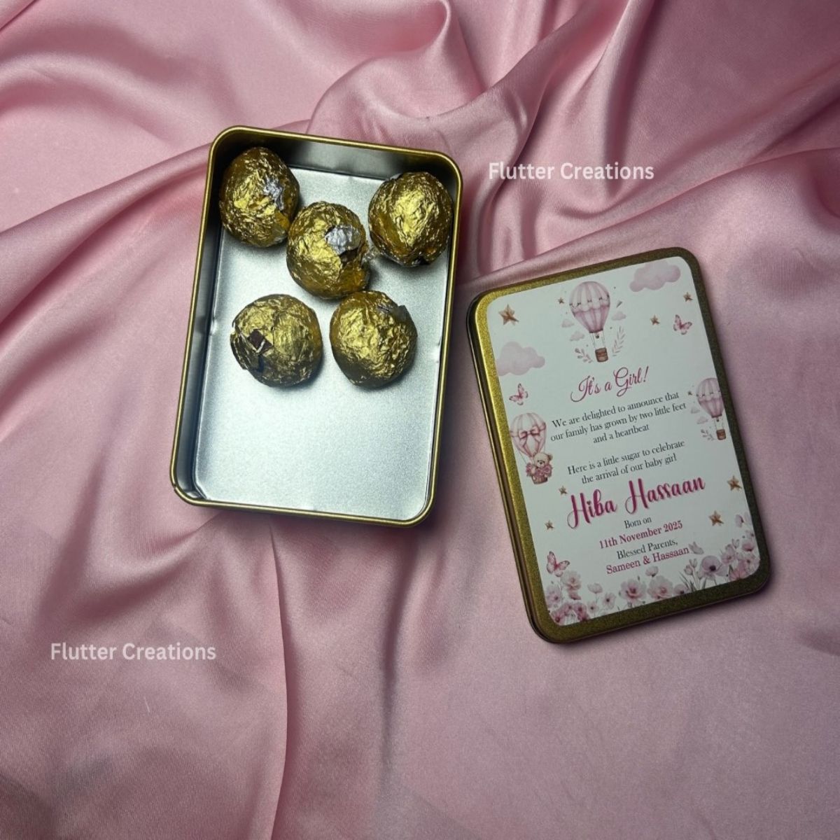 Baby Girl Announcement Tin Box